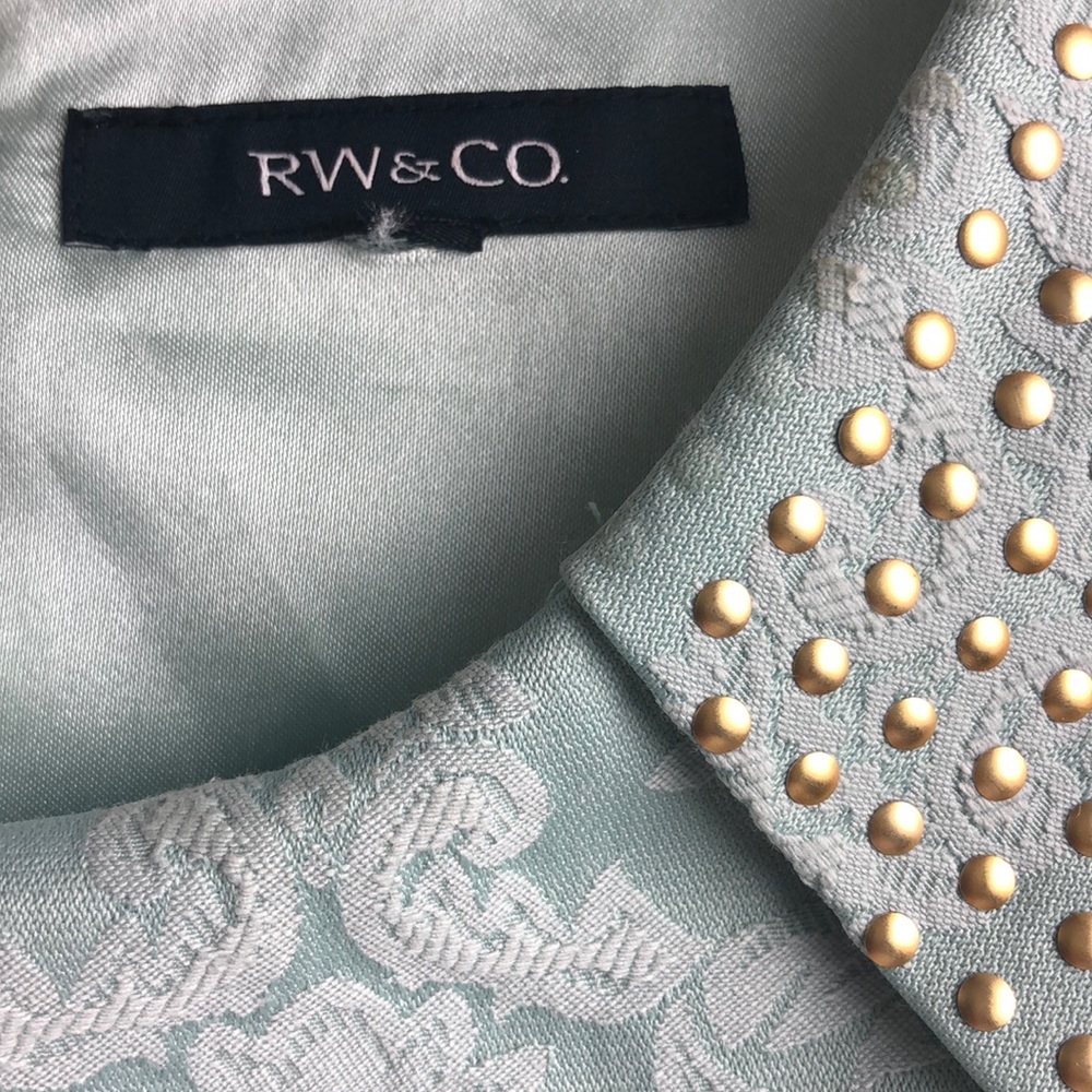 RW&Co Mint Green Jacquard Fit and Flare Dress Size 6 - Picture 14 of 15